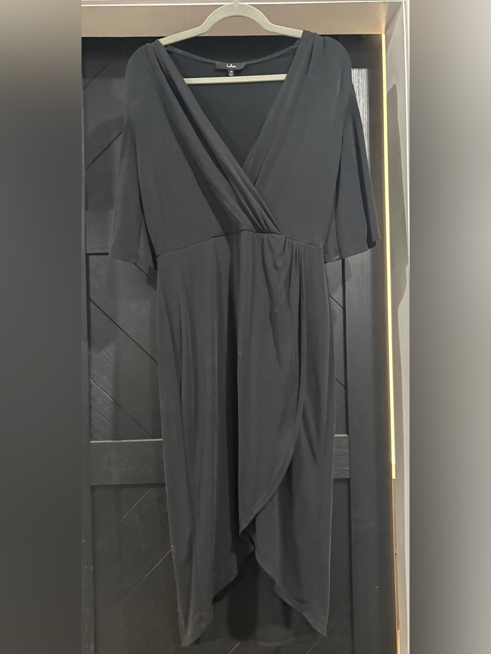 Lulus- Black high low midi wrap dress size Medium